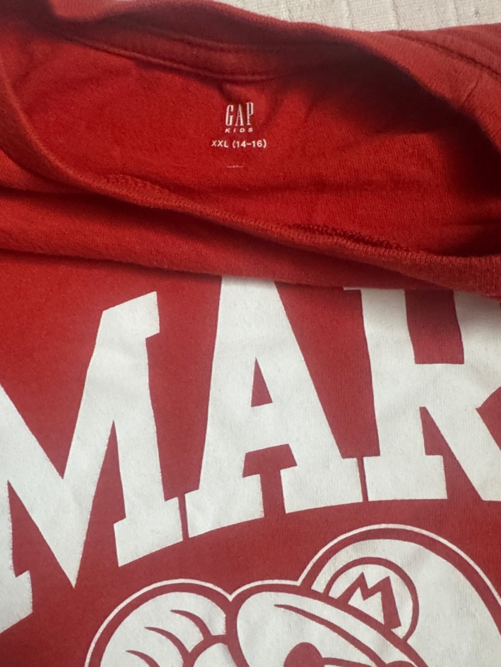 GAP Red Mario Graphic Tee with White Print - Picture 4 of 5